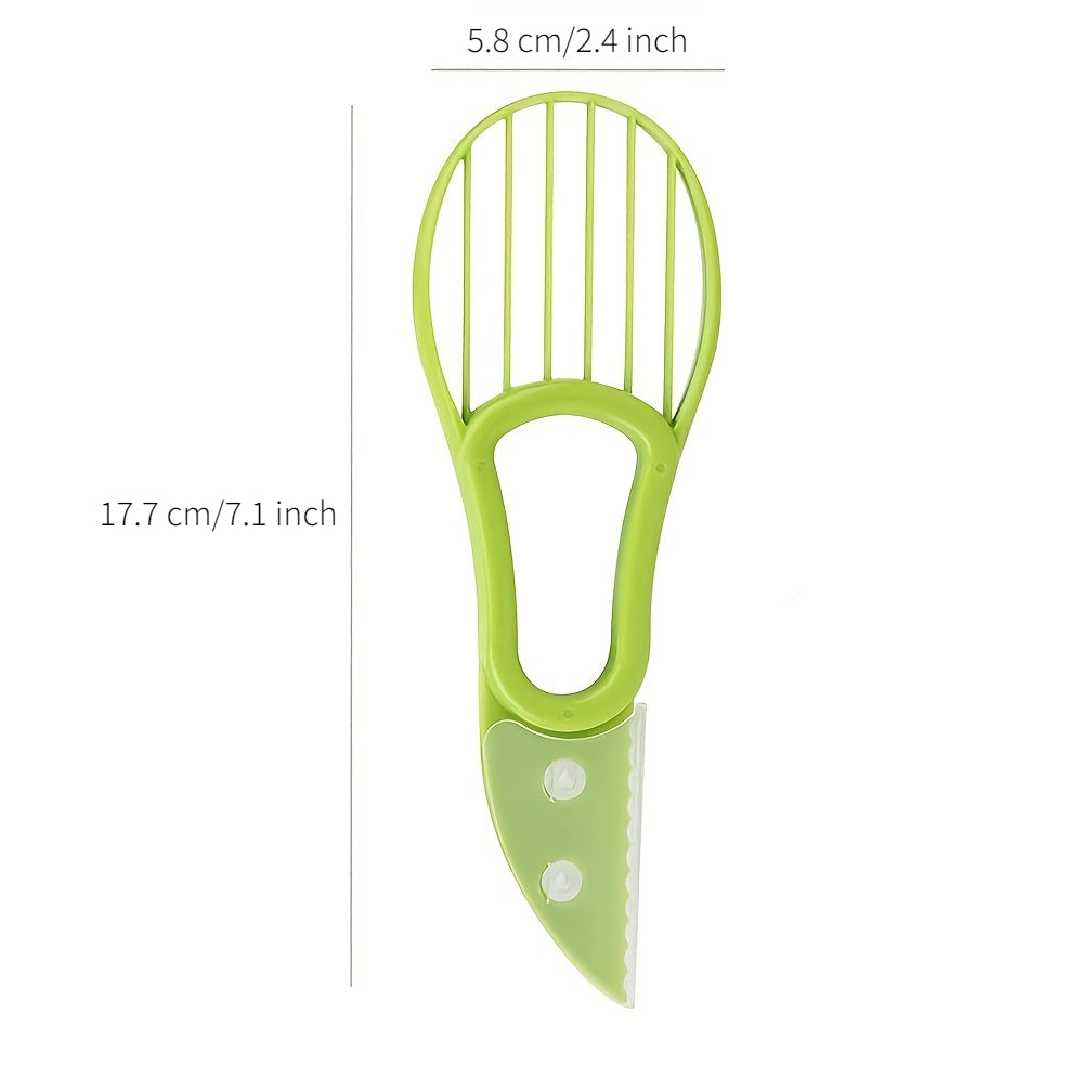 1pc 3-in-1 Avocado Slicer, Shea Corer & Butter Spreader - Green Plastic Kitchen Tool for Effortless Avocado Prep, Food-Safe Vegetable Cutter with Pulp Separator, Perfect for Salads & Sandwiches, Avocado Gifts