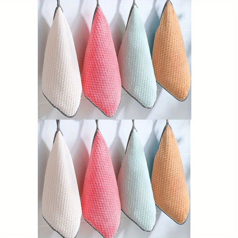 4/8pcs of Kitchen Cloths, Absorbent, Without Lint Or Oil Residue, Perfect for Cleaning.