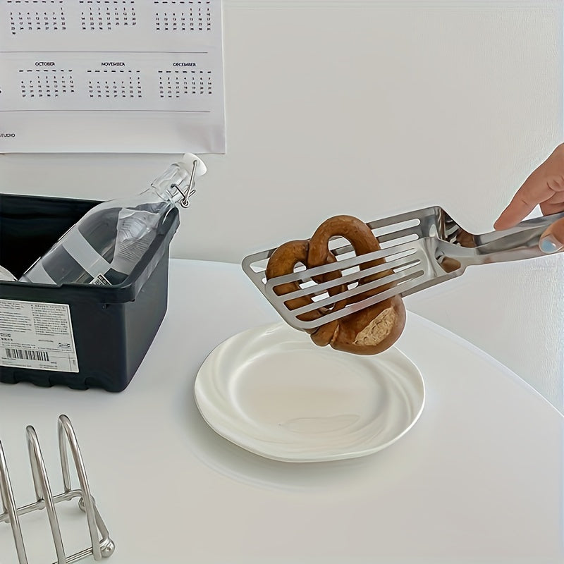 1pc, Multifunctional Stainless Steel Serving Tongs for Buffet, Fish Frying, Bread, Steak, Salad, and Dessert - Kitchen Tools for Effortless Food Prep and Presentation