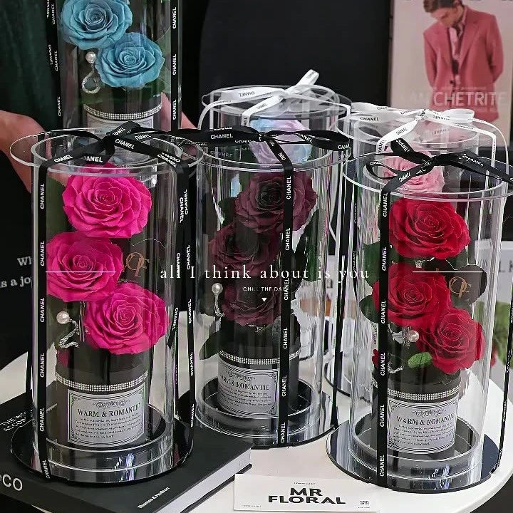 DIY Mother's Day Flower Packing Box Wedding Party Decoration Gift Package Acrylic Cylinder Flowers Boxes