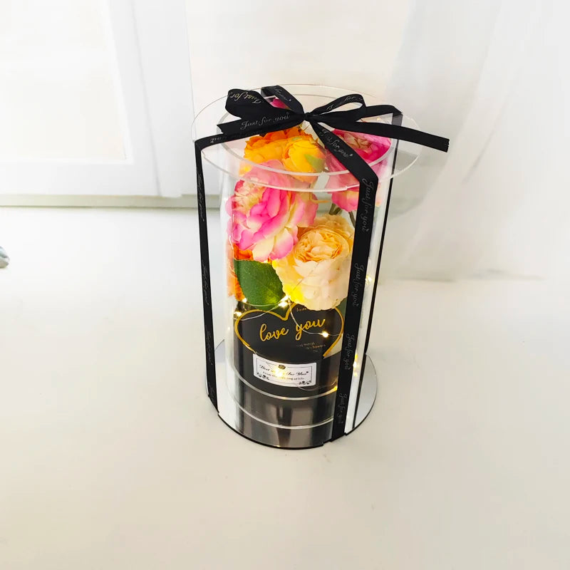 DIY Mother's Day Flower Packing Box Wedding Party Decoration Gift Package Acrylic Cylinder Flowers Boxes