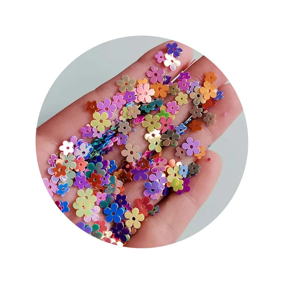 Factory Wholesale 500g/Lot 10*2MM Colorful Daisy Flower Shape Sequins for Sewing Wedding Christmas DIY Arts Crafts