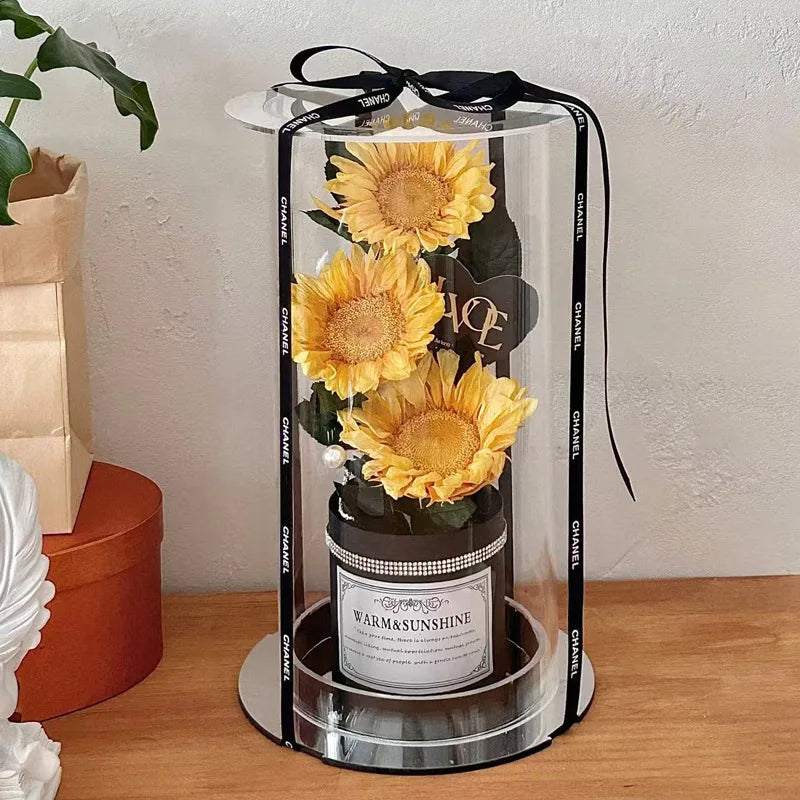DIY Mother's Day Flower Packing Box Wedding Party Decoration Gift Package Acrylic Cylinder Flowers Boxes