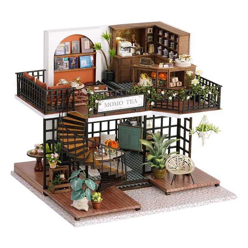 2022 New Miniature Doll House DIY Hand-assembled Accessories Wooden Doll House for Girls