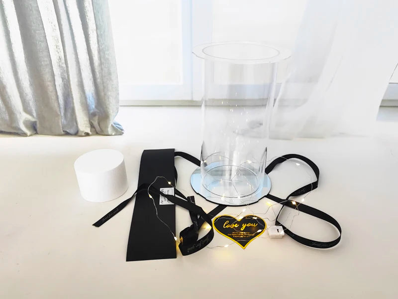 DIY Mother's Day Flower Packing Box Wedding Party Decoration Gift Package Acrylic Cylinder Flowers Boxes