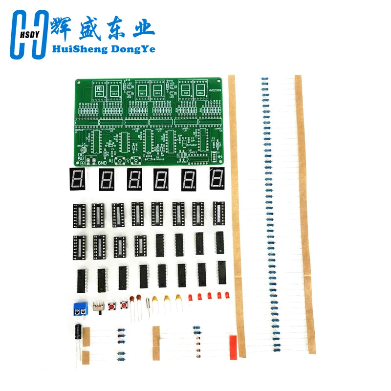 6 Digits DIY Clock Kit Auto Display Time DIY Alarm Clock Soldering Practice Kit for Students and Diyers