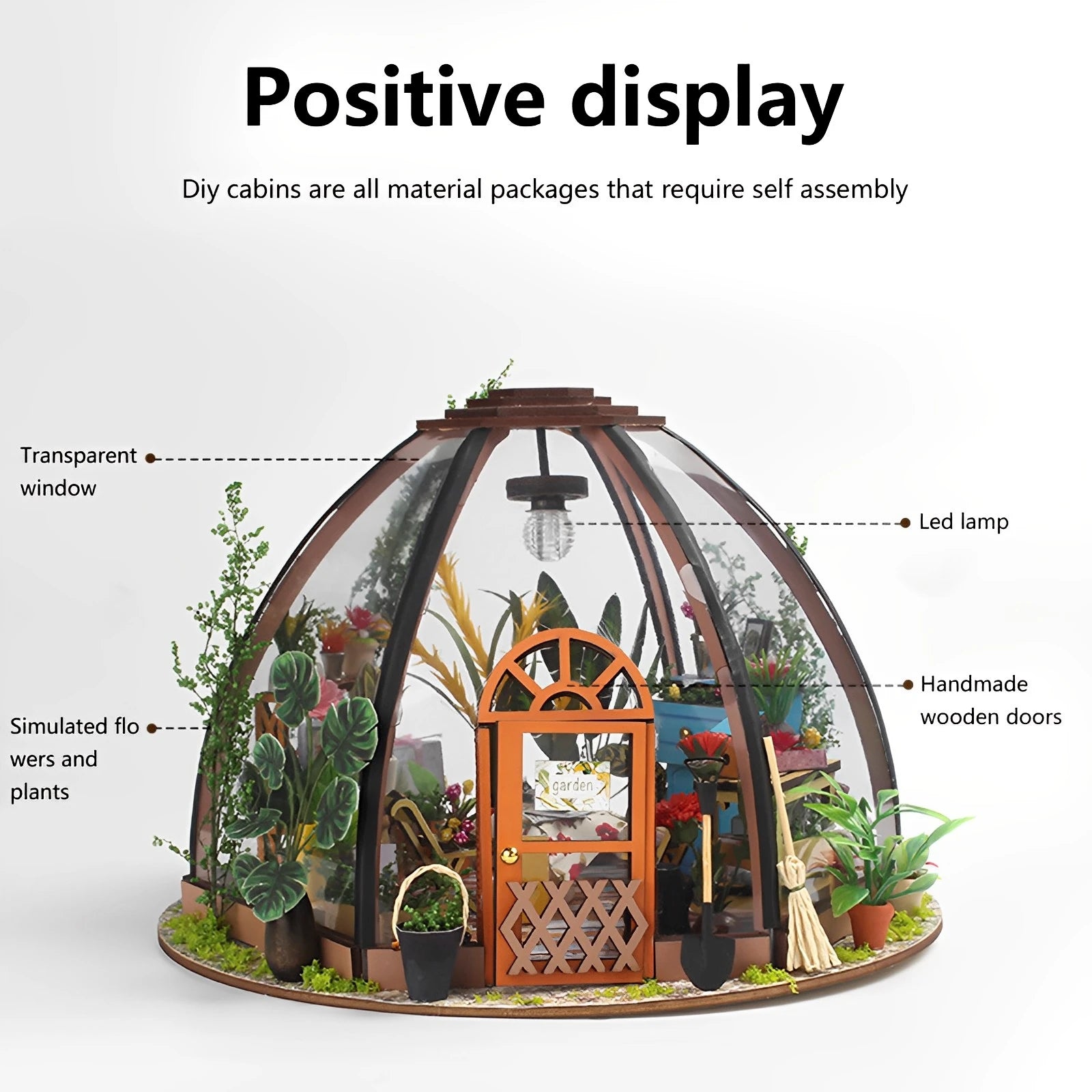 DIY Miniature Garden House Kit with Furniture and LED Light DIY Dollhouse Craft Set Gifts Wooden Greenhouse Model Building Kits
