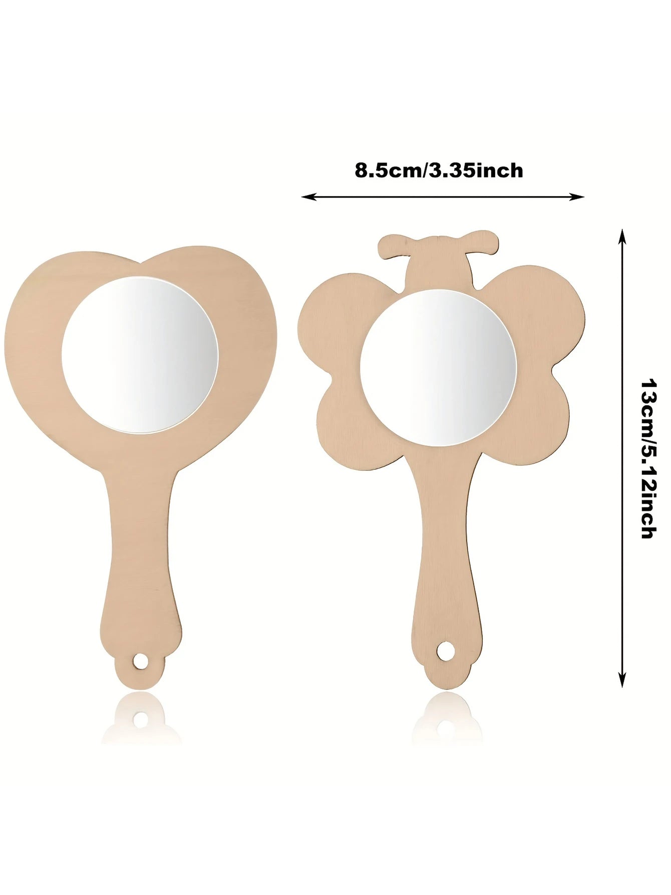 12 Pcs Wooden Mini DIY Painting Mirrors Unfinished Handmade Craft Mirror DIY Wood Painting Mirror for Wood Crafts DIY Activity