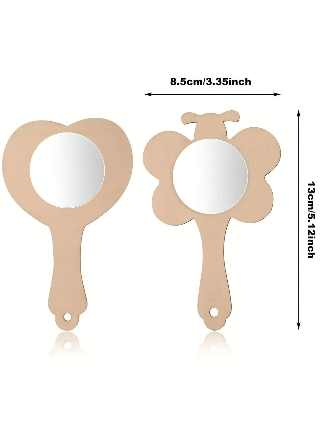 12 Pcs Wooden Mini DIY Painting Mirrors Unfinished Handmade Craft Mirror DIY Wood Painting Mirror for Wood Crafts DIY Activity