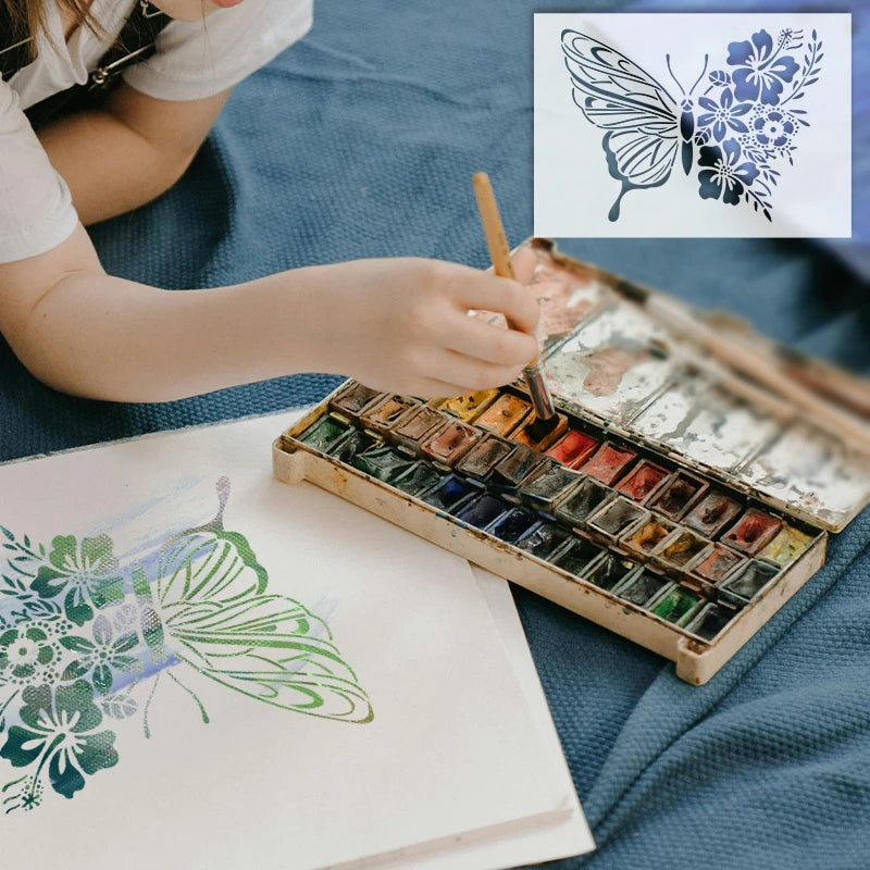 YOMDID 1pc Butterfly DIY Graffiti Stencil Painting Hollow Out Decorative Stencils Coloring Embossing Picture Book Decorative