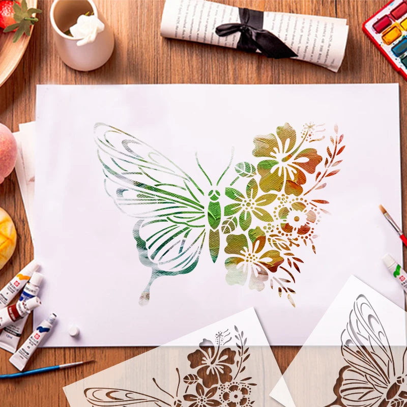 YOMDID 1pc Butterfly DIY Graffiti Stencil Painting Hollow Out Decorative Stencils Coloring Embossing Picture Book Decorative