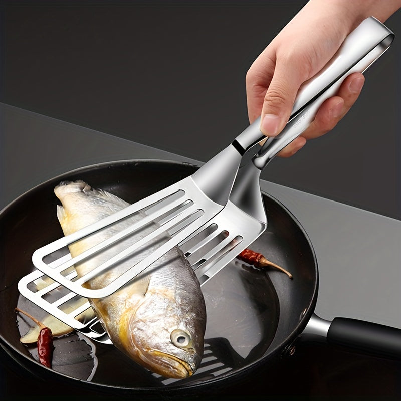 1pc, Multifunctional Stainless Steel Serving Tongs for Buffet, Fish Frying, Bread, Steak, Salad, and Dessert - Kitchen Tools for Effortless Food Prep and Presentation